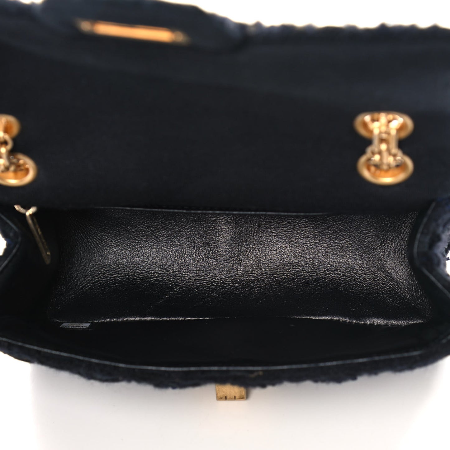 Tweed Quilted Mini 2.55 Reissue Flap Black Gold Navy