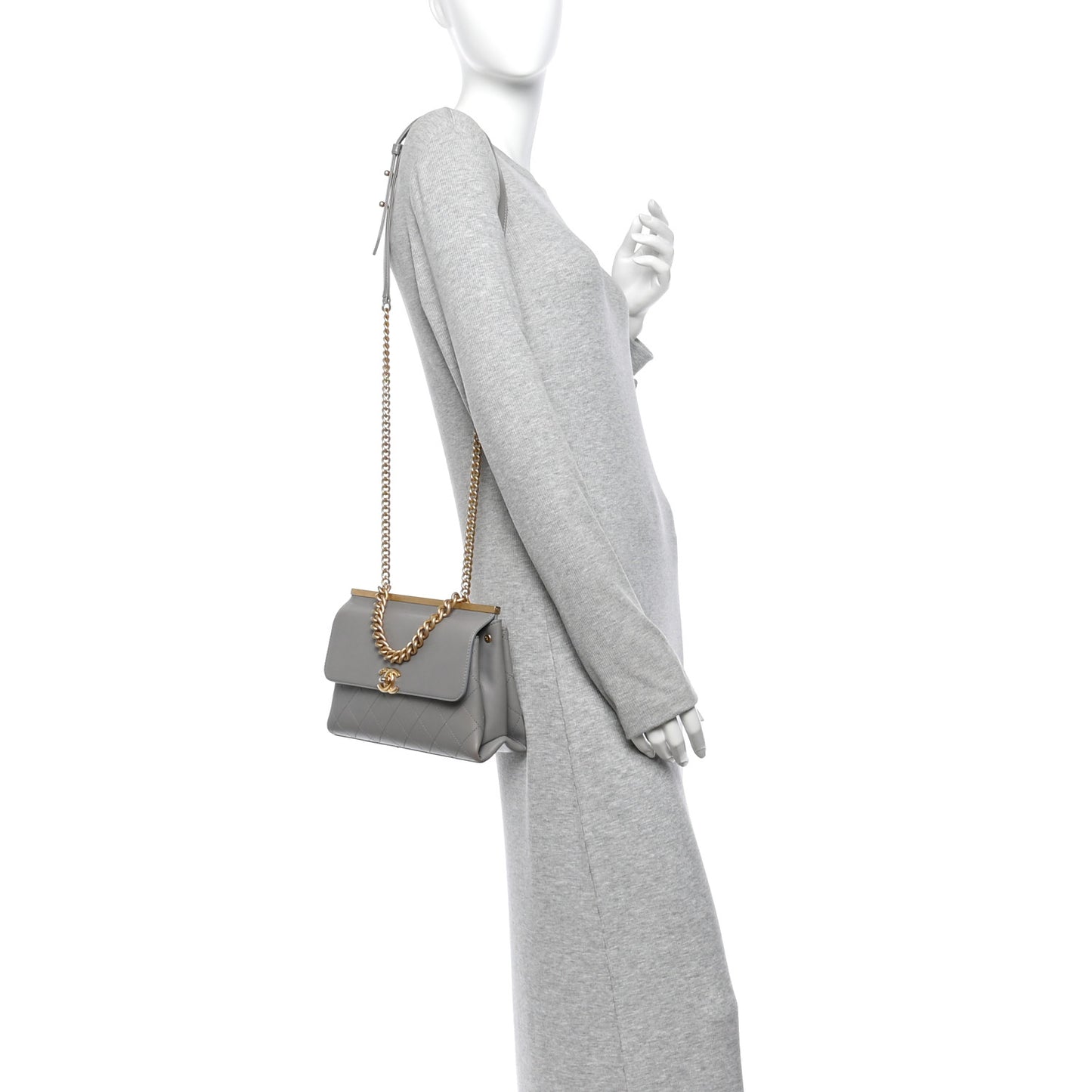 Lambskin Quilted Small Coco Lux Flap Grey