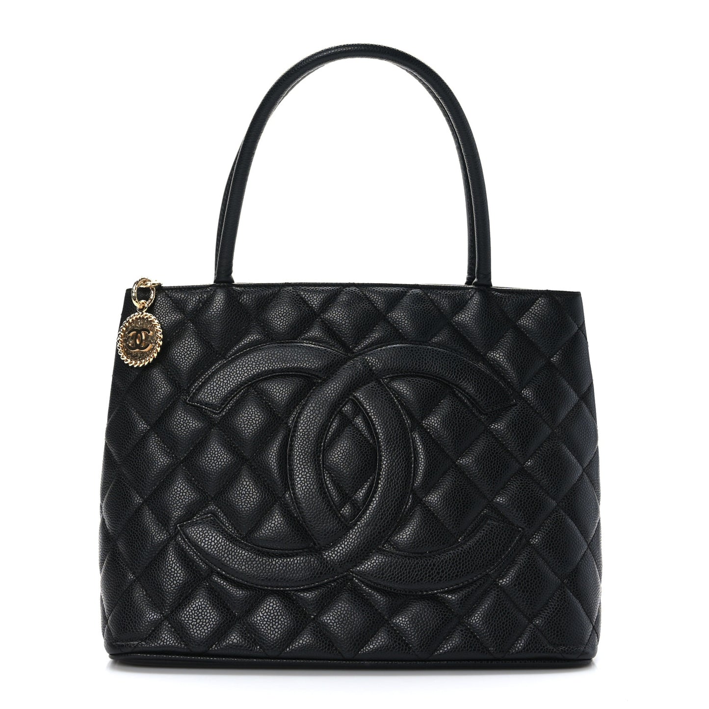Caviar Quilted Medallion Tote Black