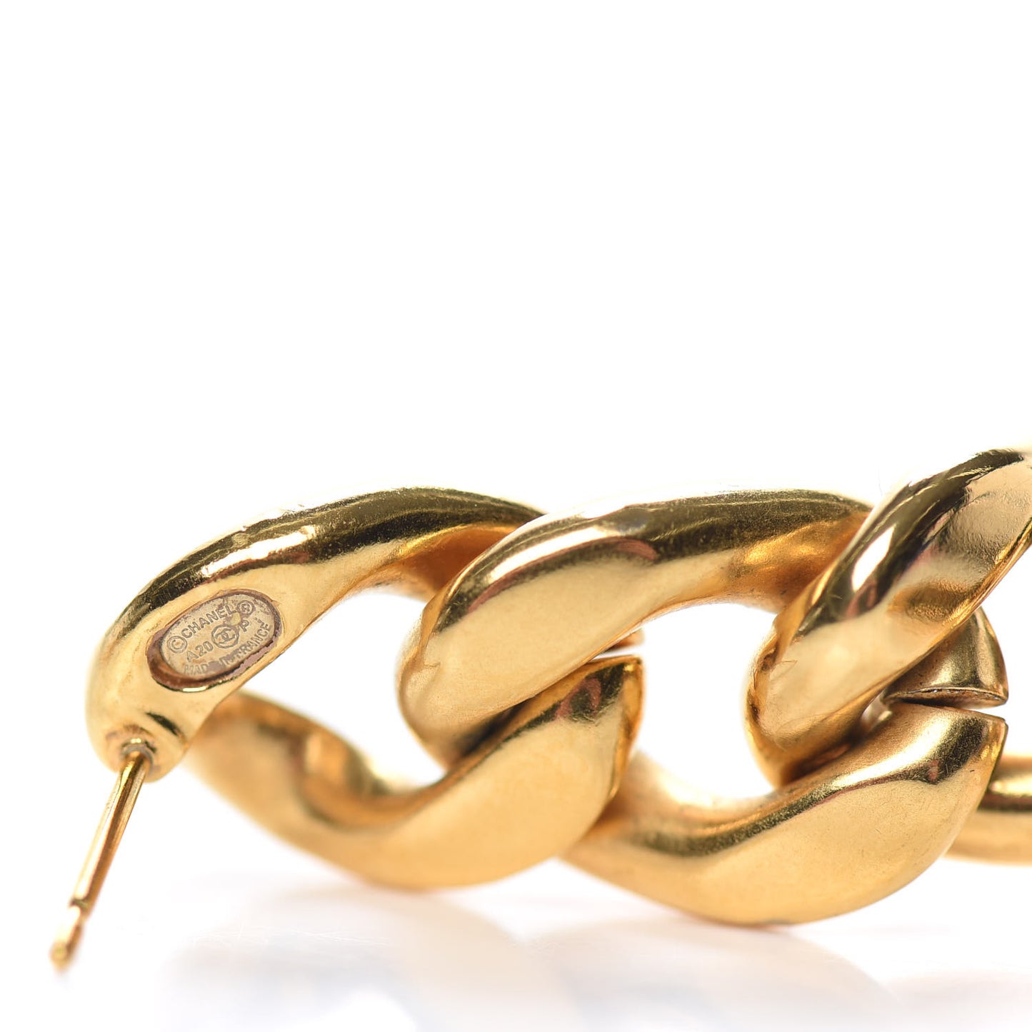 Metal CC Pick Drop Earrings Gold