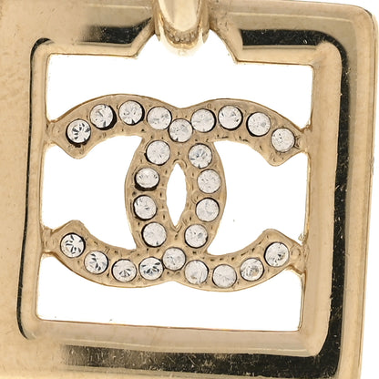Chanel Metal Crystal Square CC Dangle Earrings Gold 5 of 5