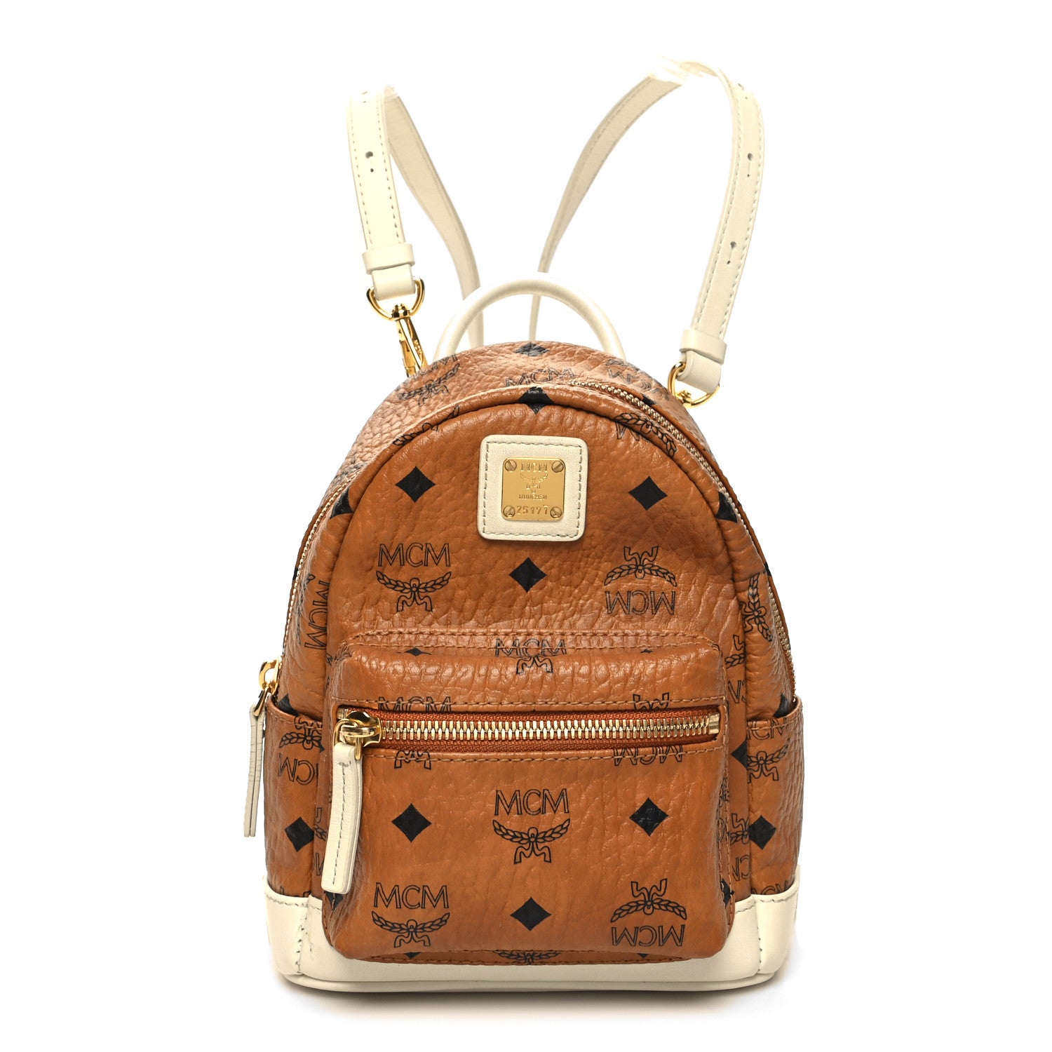 MCM Visetos X-Mini Stark Backpack Cognac White 1 of 11