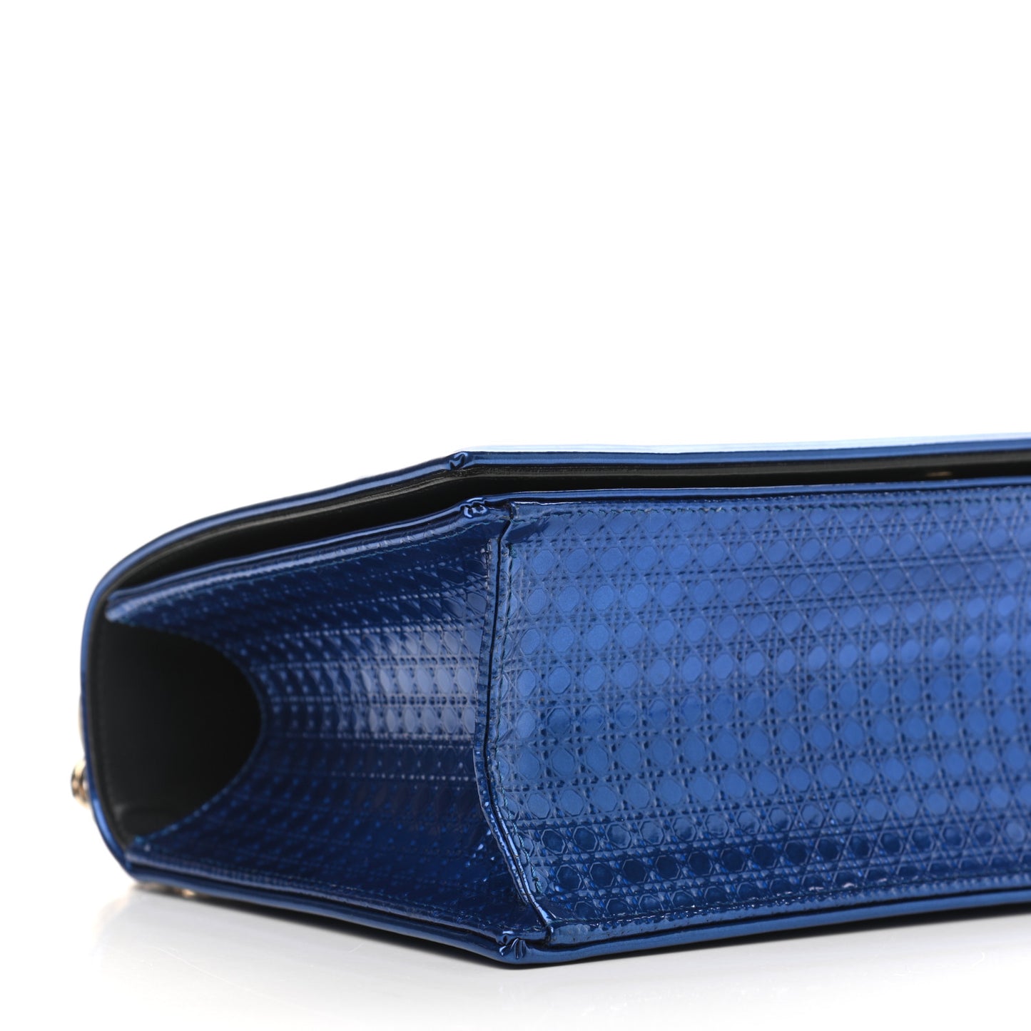 Metallic Patent Micro-Cannage Medium Diorama Flap Bag Blue