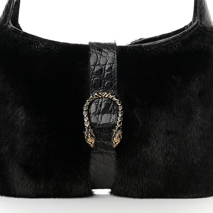 Gucci Mink Fur Crocodile Dionysus Hobo Black 8 of 11