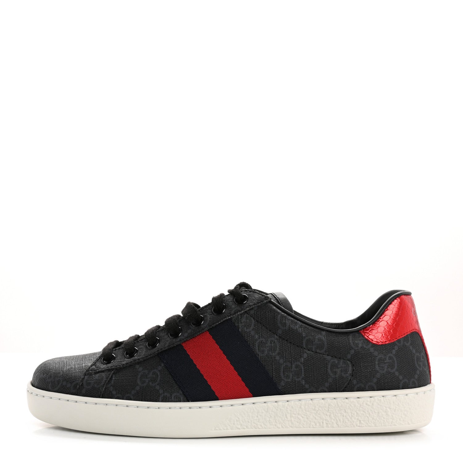 Gucci GG Supreme Monogram Ayers Web Mens New Ace Sneakers  5 Black 1 of 11