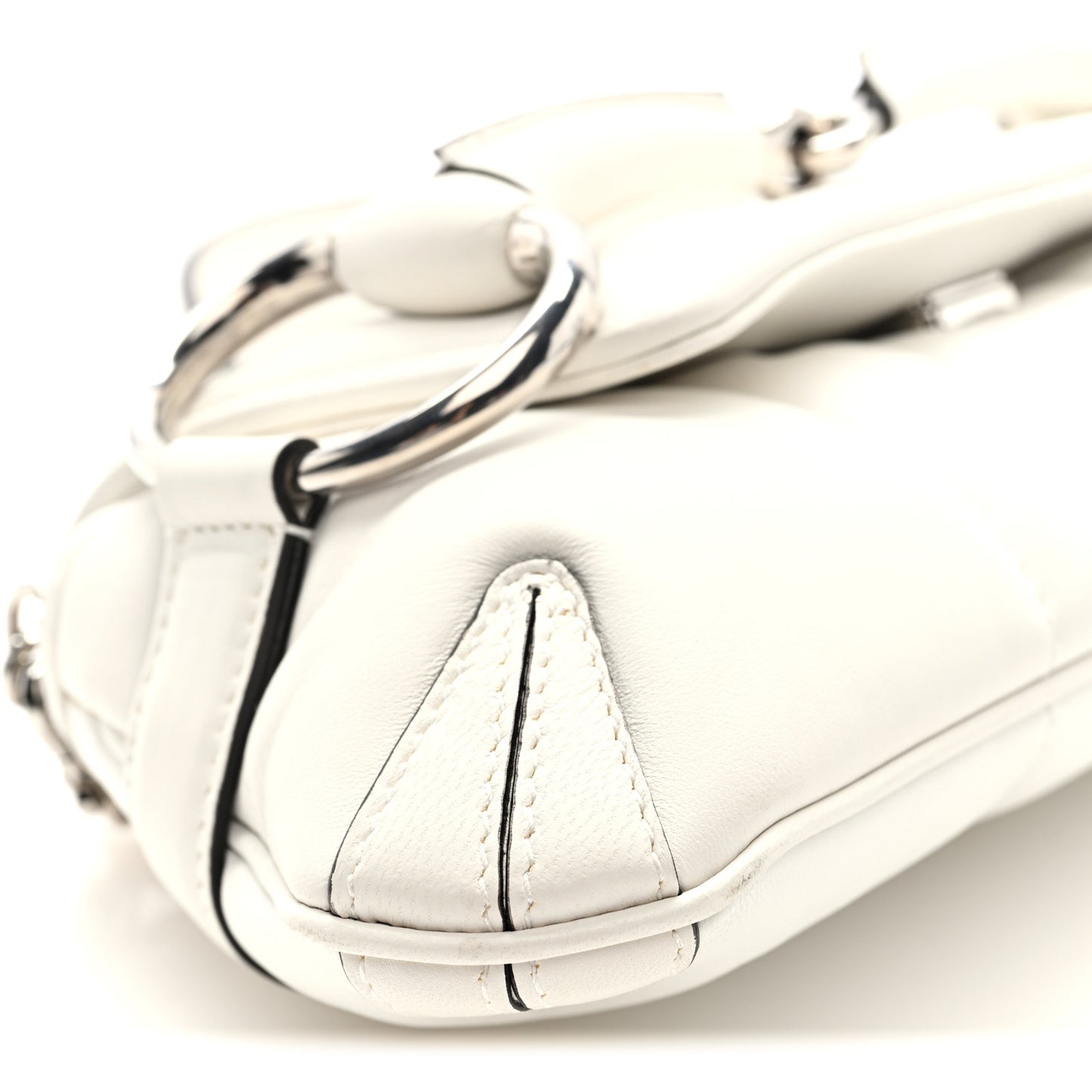 Nappa Vertical Matelasse Small Maxi Horsebit Chain Shoulder Bag Great White