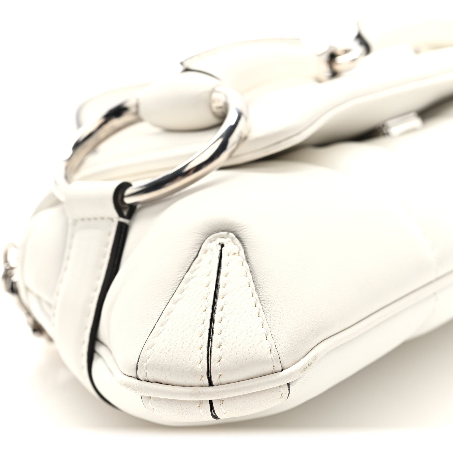 Gucci Nappa Vertical Matelasse Small Maxi Horsebit Chain Shoulder Bag Great White 9 of 10