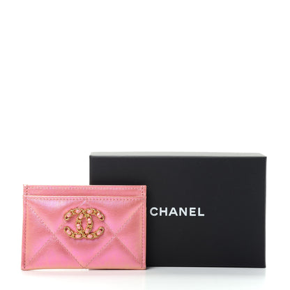 Chanel Iridescent Calfskin Quilted Chanel 19 Card Holder Pink 9 of 9