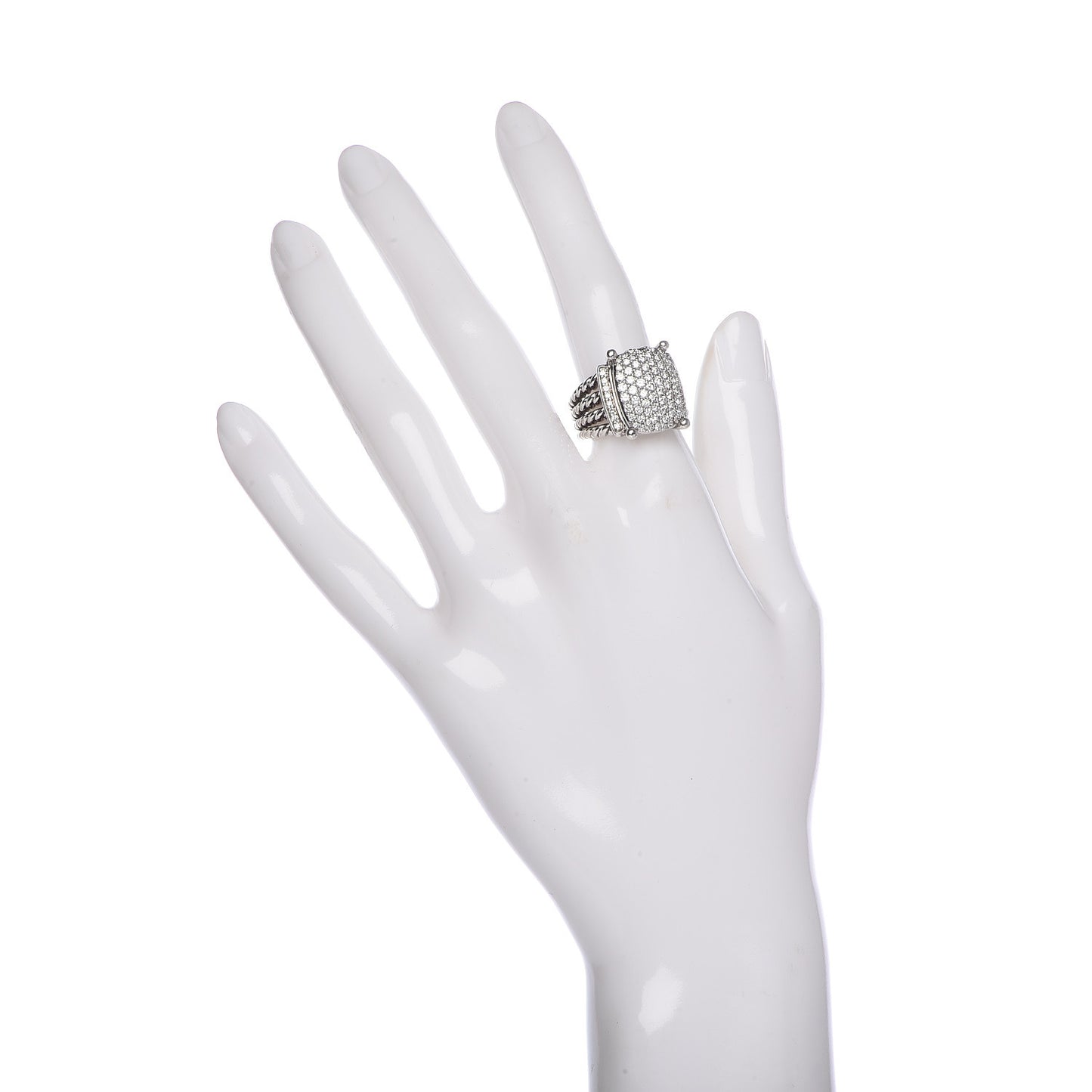 Sterling Silver Diamond 16mm Wheaton Ring 52 6