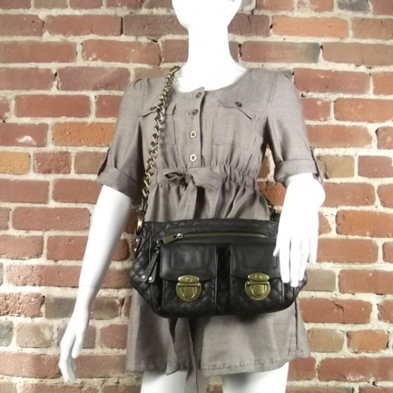 Leather Quilted Cammie Shoulder Bag Black