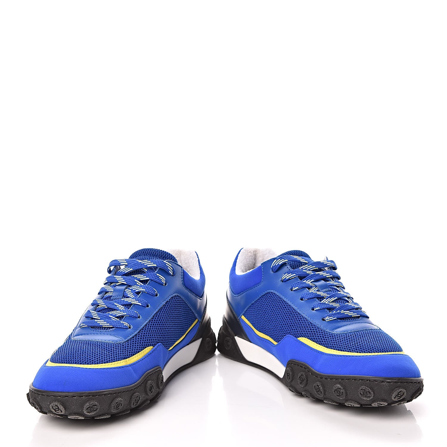 Chanel Calfskin Mesh Lycra Womens Logo Sneakers 39 Royal Blue 5 of 10