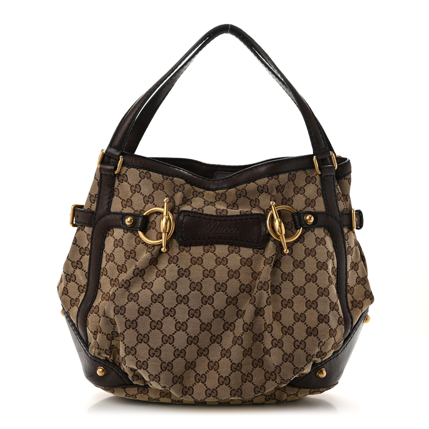 Gucci Monogram Large Jockey Tote Dark Brown 1 of 11