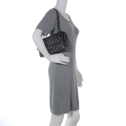 Chanel Lambskin Medium Double Flap Dark Metallic Grey 2 of 10