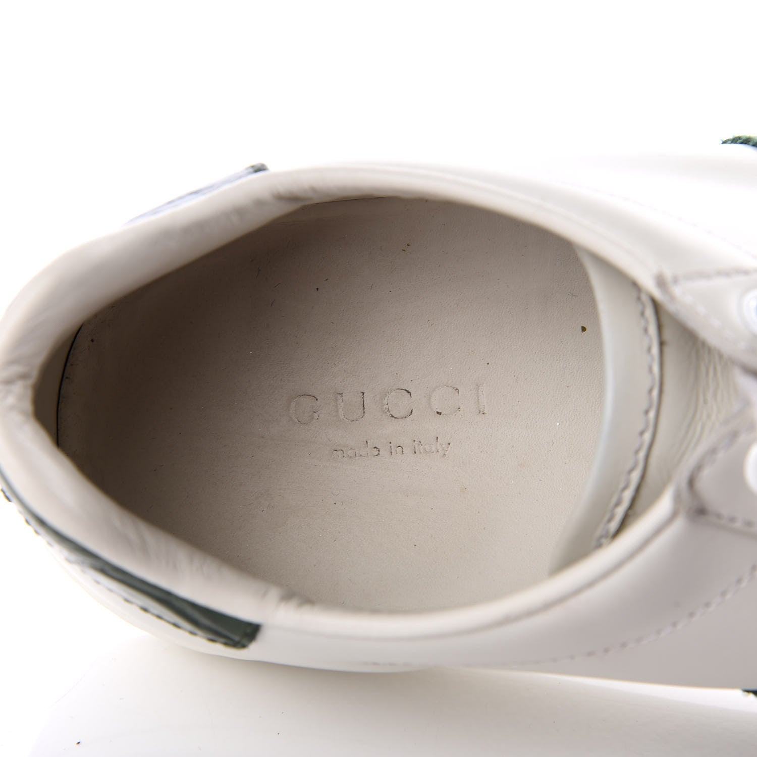 Gucci Calfskin Crocodile Web Ace Sneakers 36.5 White Green 7 of 8