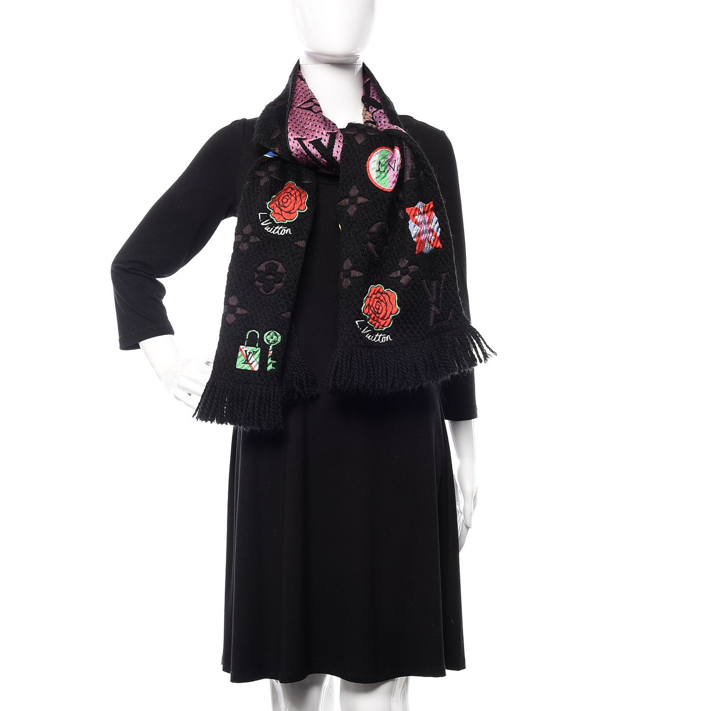 Wool Silk Stories Logomania Scarf Black