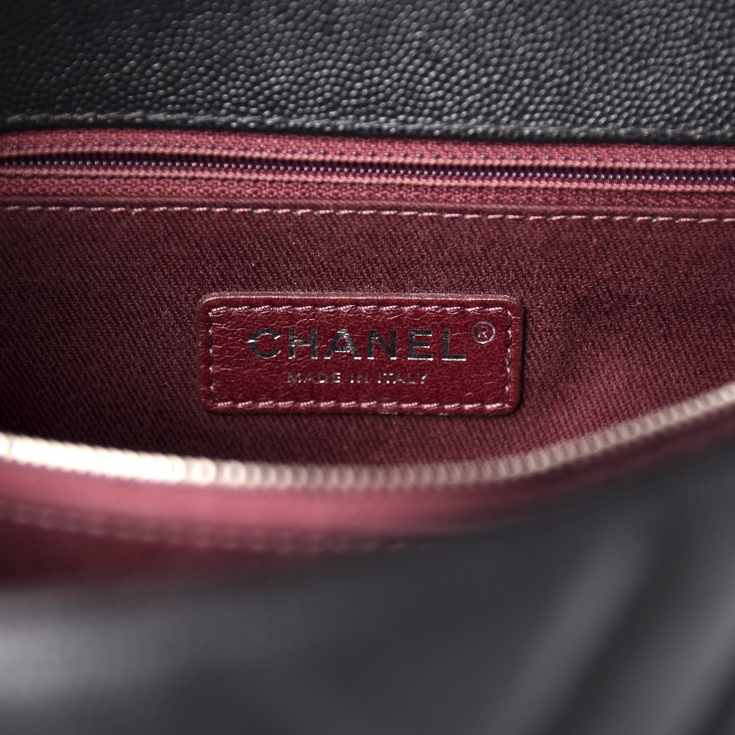 Caviar Chevron Quilted Small Coco Handle Flap Black