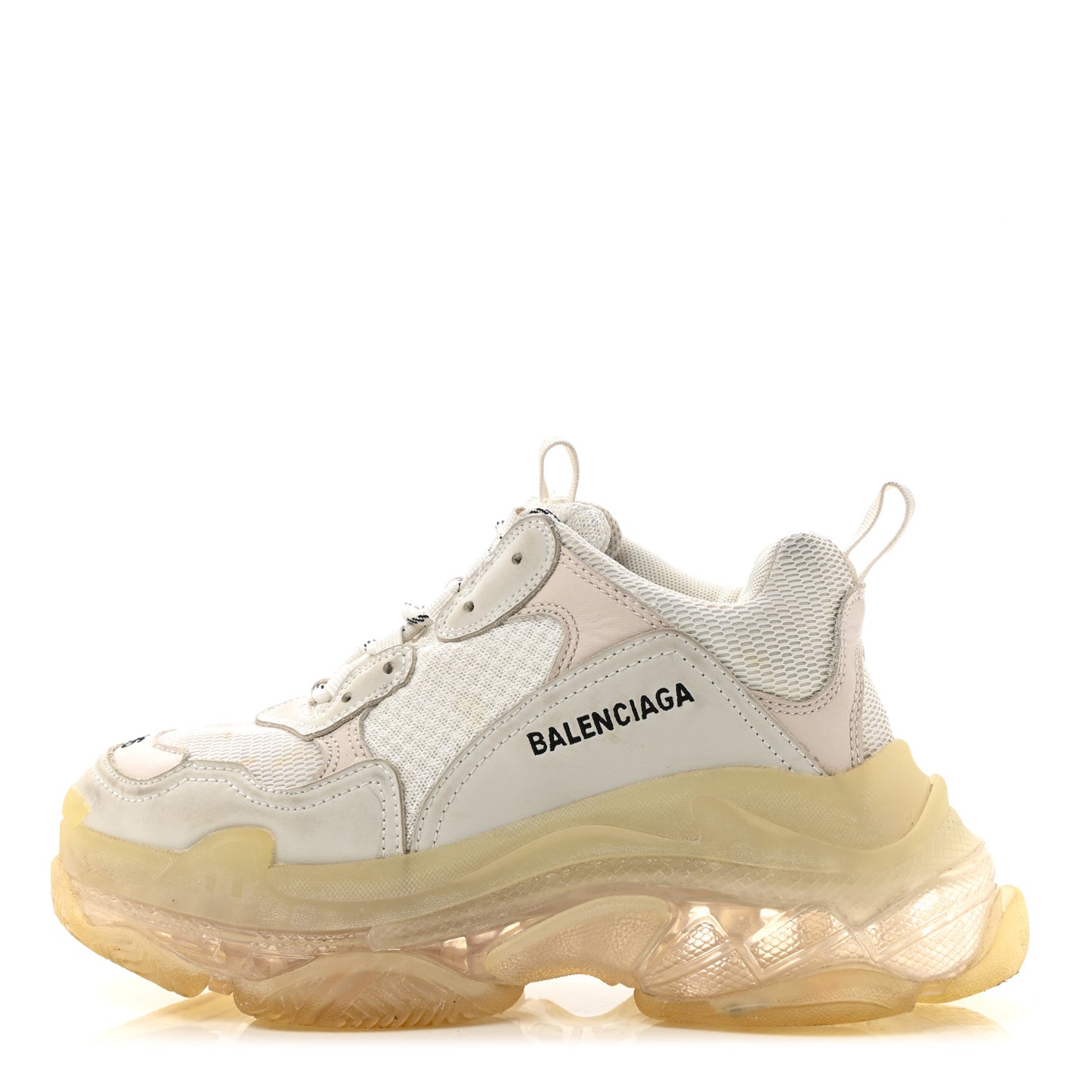 Fabric Mesh Clear Sole Womens Triple S Sneakers 36 White