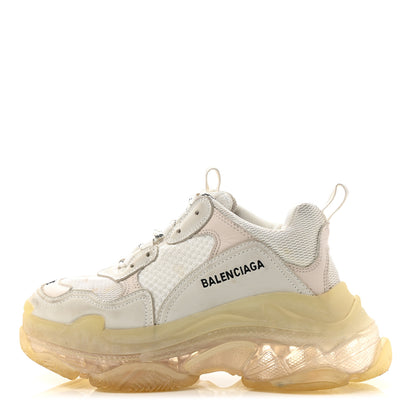 Balenciaga Fabric Mesh Clear Sole Womens Triple S Sneakers 36 White 1 of 9