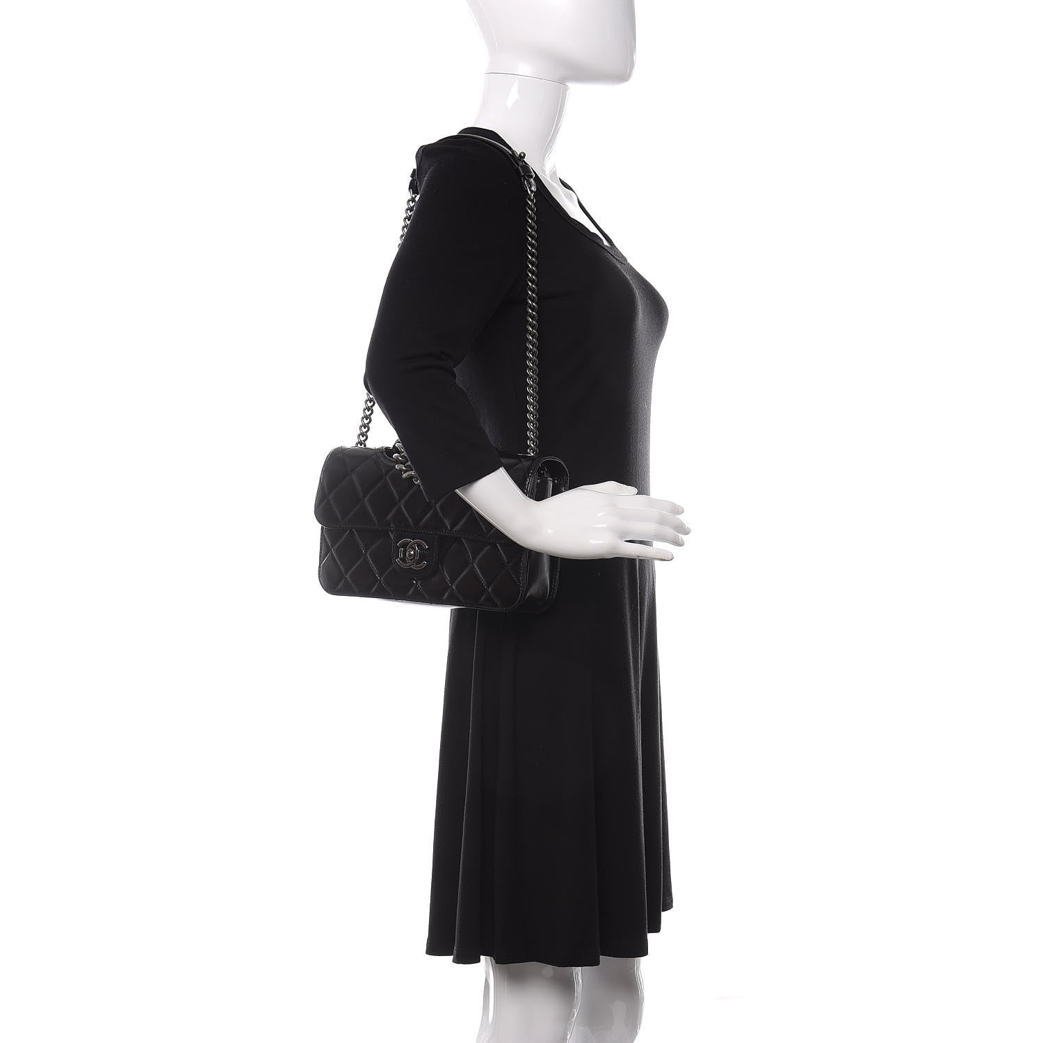 Chanel Glazed Calfskin Quilted Medium Perfect Edge Flap Black 2 of 12