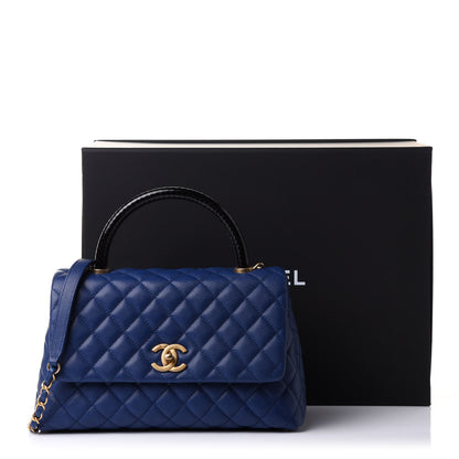 Chanel Caviar Lizard Embossed Quilted Small Coco Handle Flap Dark Blue 11 of 11