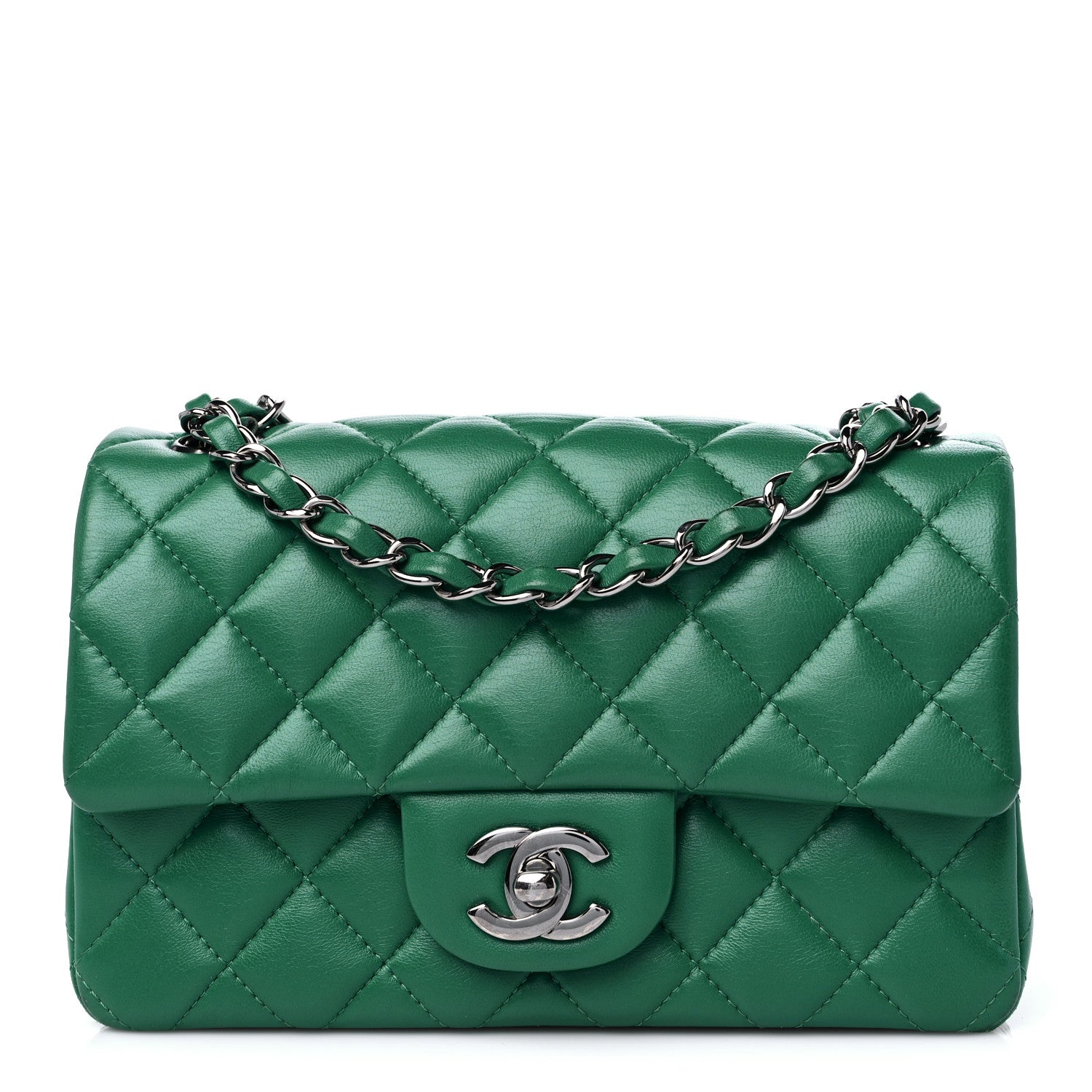 Chanel Lambskin Quilted Mini Rectangular Flap Green 1 of 13