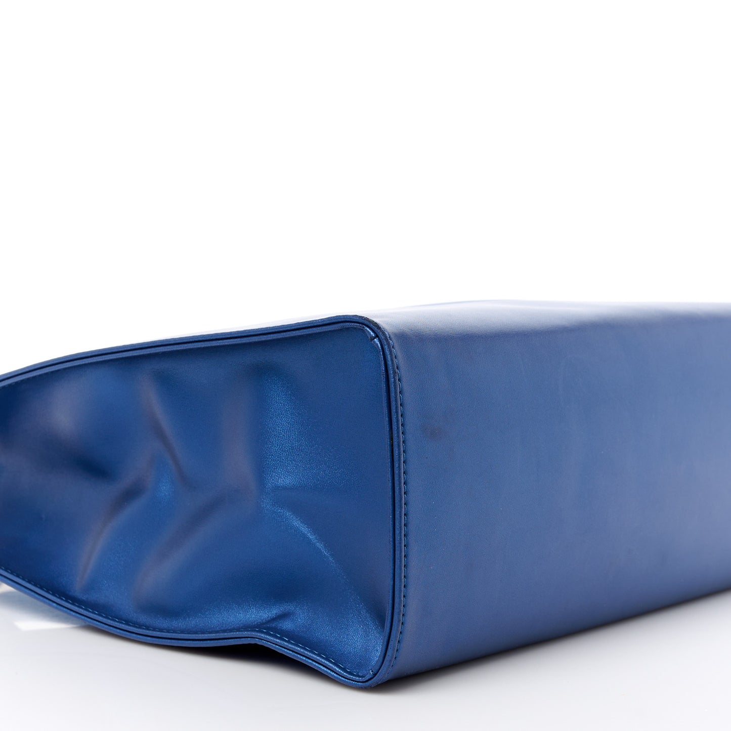 Metallic Vegan Leather Medium Shopping Bag Cobalt