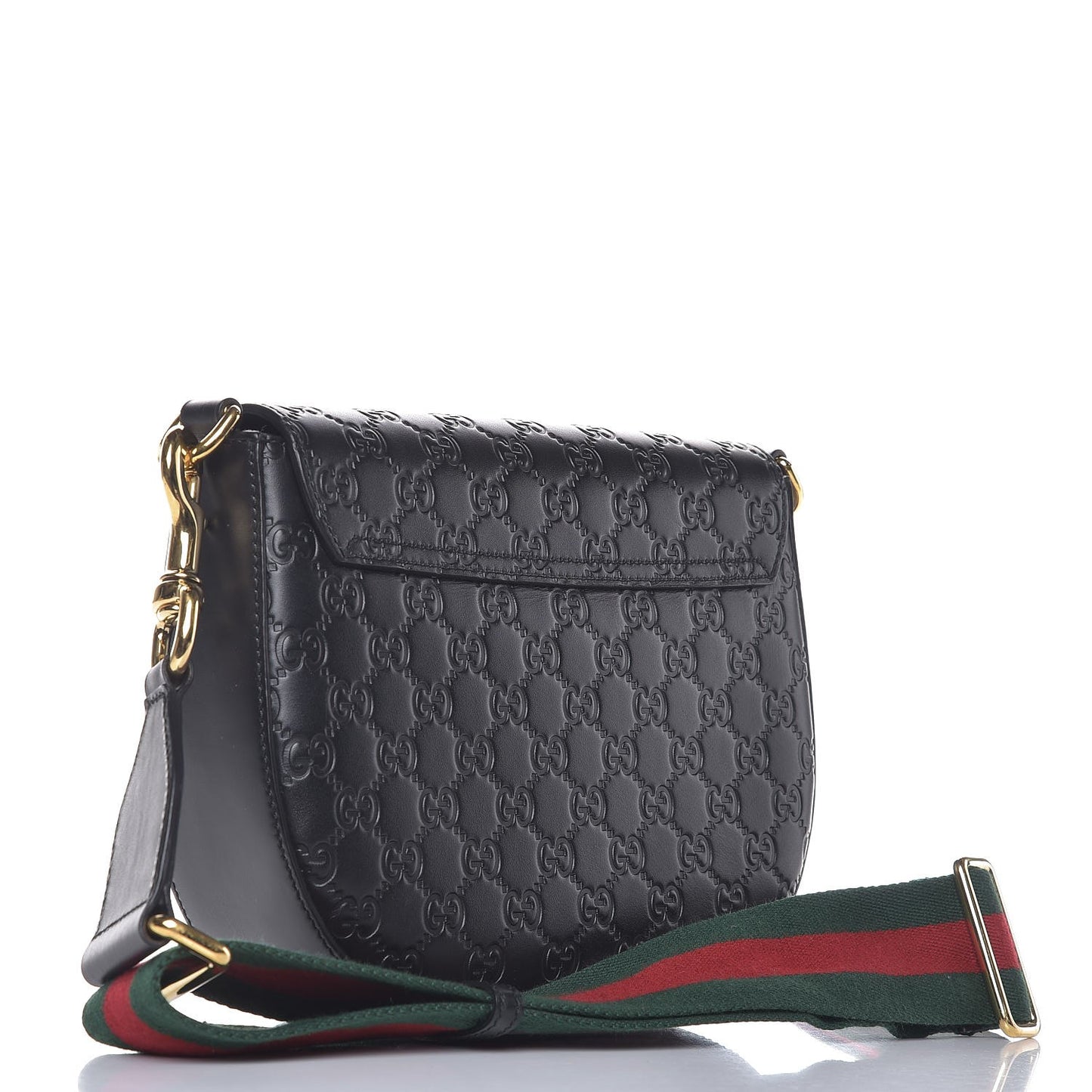 Guccissima Web Medium Padlock Messenger Shoulder Bag Black