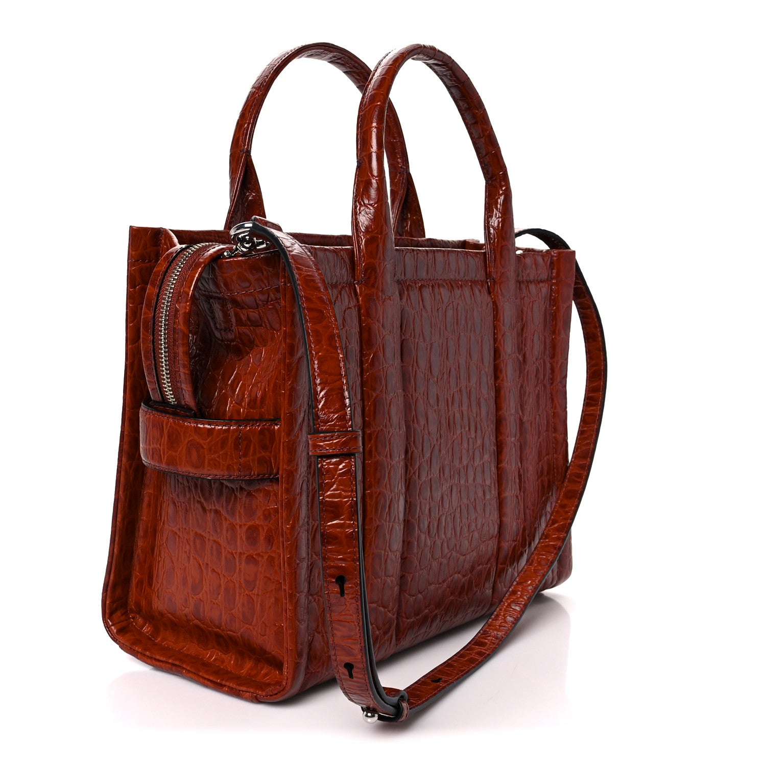 Marc Jacobs Croc Embossed Small The Tote Bag Spice Brown 3 of 12