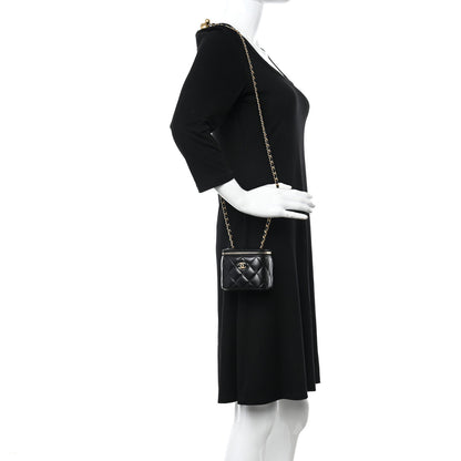 Chanel Lambskin Quilted Mini Pearl Crush Vanity Case With Chain Black 2 of 11