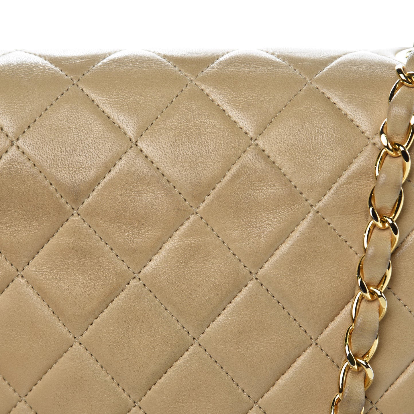 Lambskin Quilted Small Single Flap Beige