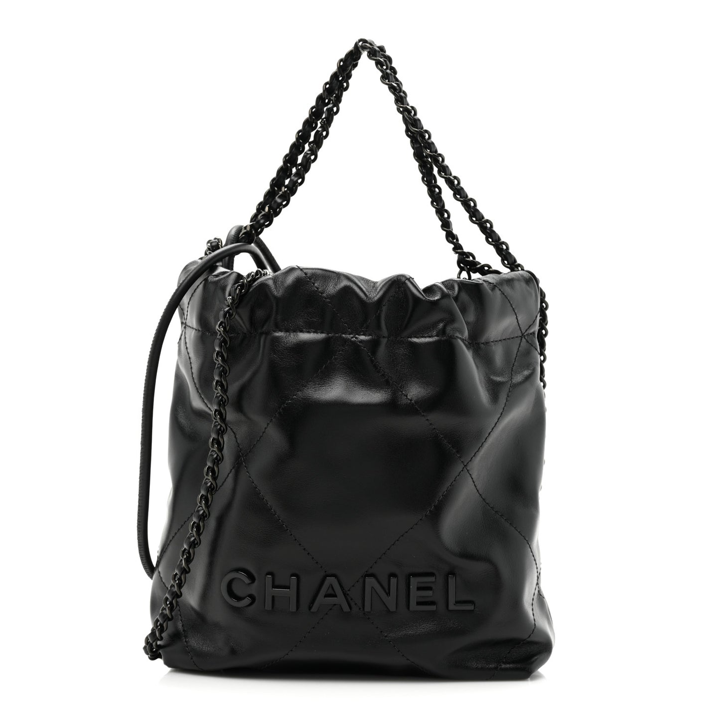 Shiny Calfskin Quilted Mini Chanel 22 So Black