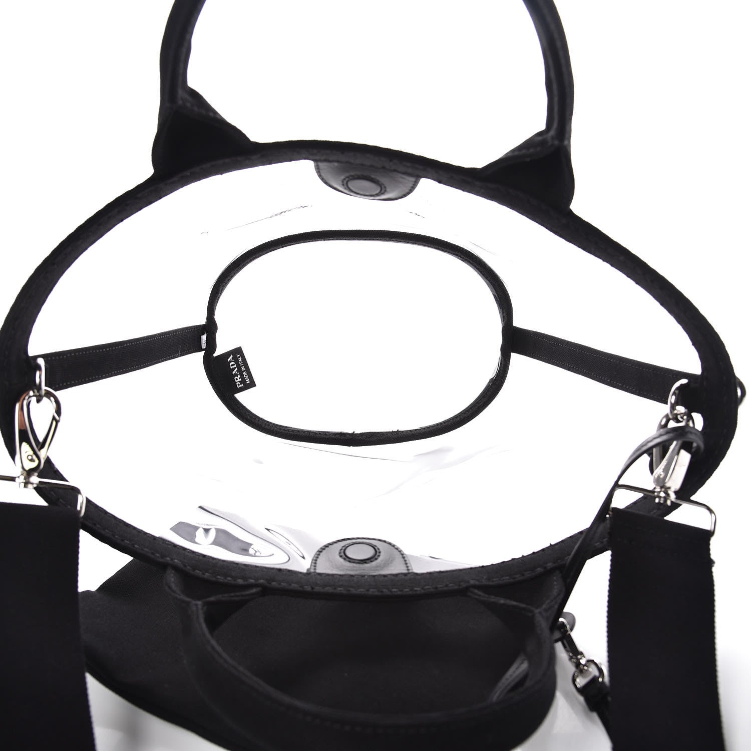 Prada Plexiglass Canapa Small Shopper Tote Black 5 of 9
