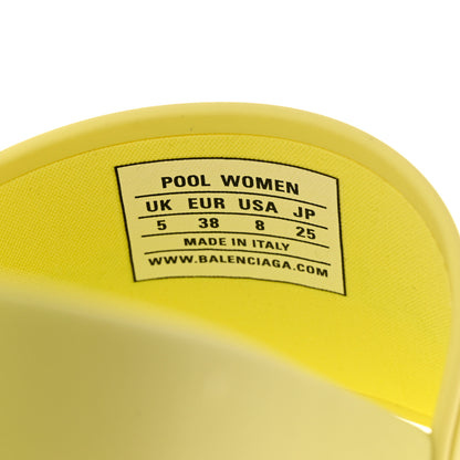 Balenciaga Smooth Rubber Logo Bi-Color Womens Pool Slide Sandals 38 Yellow Black 7 of 8