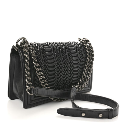 Chanel Calfskin Pleated Medium Boy Flap Black 2 of 12
