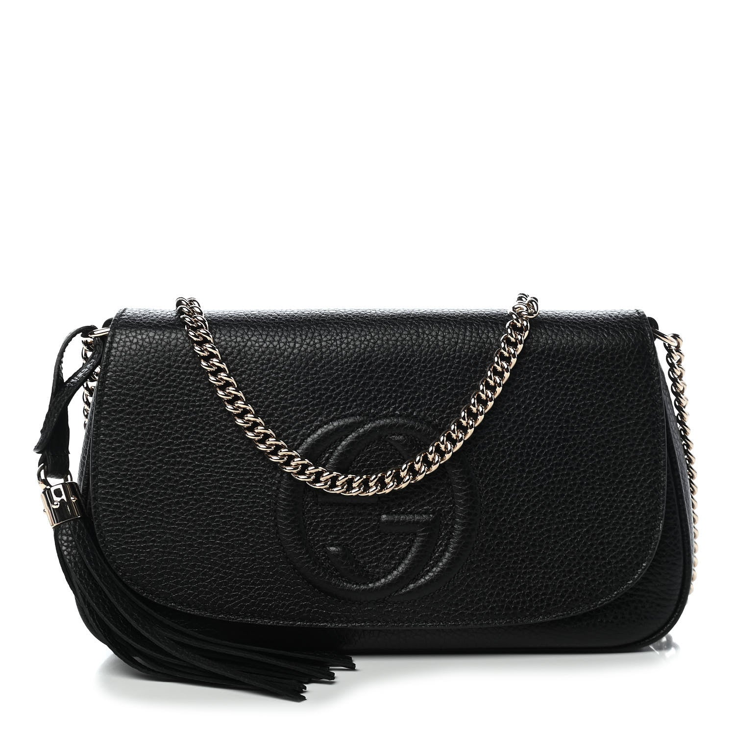 Gucci Pebbled Calfskin Medium Soho Flap Crossbody Black 1 of 9