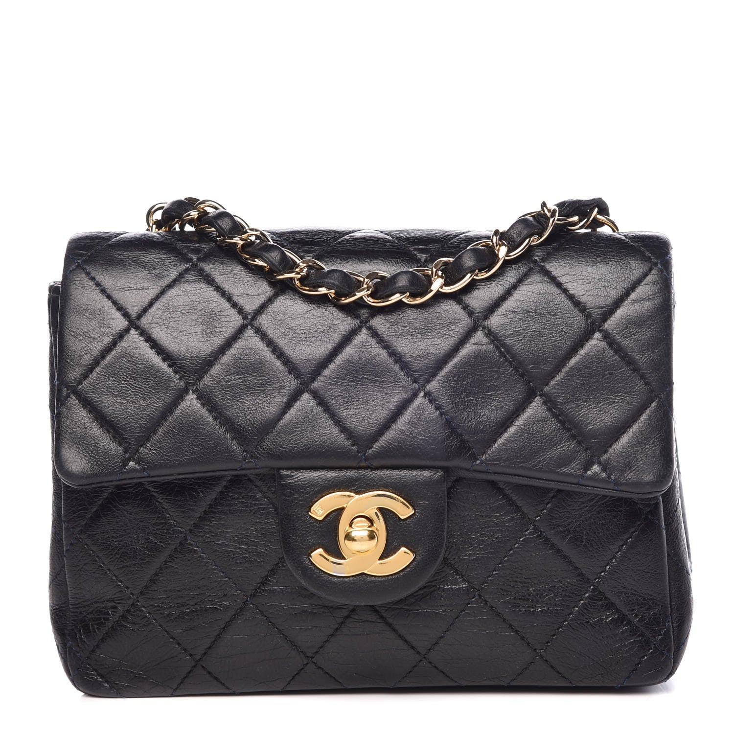 Chanel Lambskin Quilted Mini Square Flap Bag Navy 1 of 9
