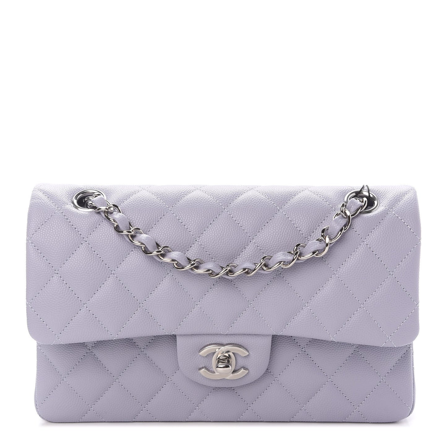 Caviar Quilted Small Double Flap Light Purple