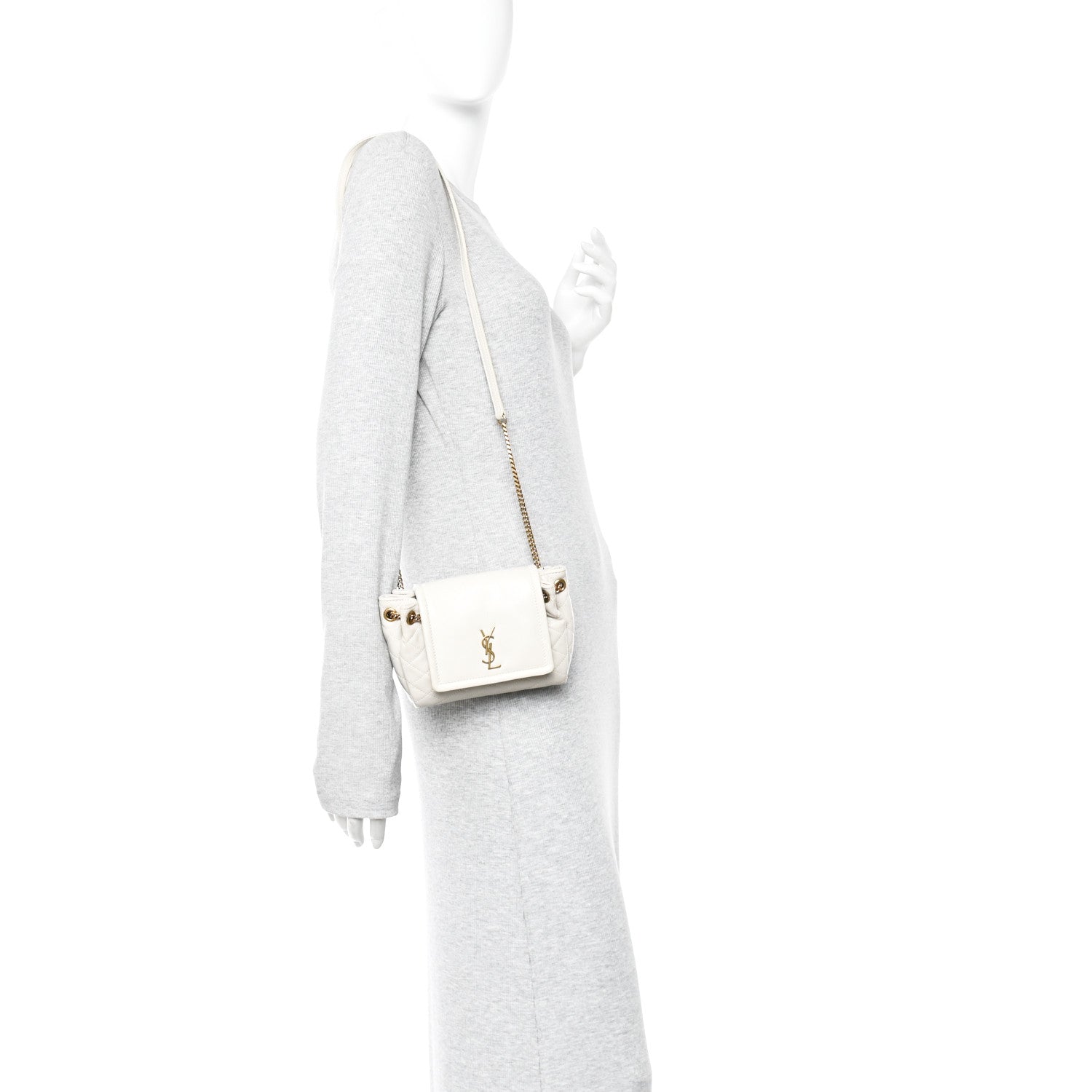 Saint Laurent Lambskin Quilted Monogram Mini Nolita Crema Soft 2 of 11