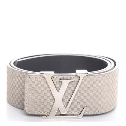 Louis Vuitton Suede Calfskin Mini Damier 40mm LV Initiales Belt 85 34 Grey 1 of 9