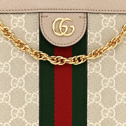 Gucci GG Supreme Monogram Textured Dollar Calfskin Web Small Ophidia Chain Shoulder Bag Beige Mystic White Oatmeal 8 of 11