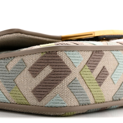 Fendi Canvas Vitello King Seta FF Embroidered Mini Baguette Matcha Milk Dove 9 of 12