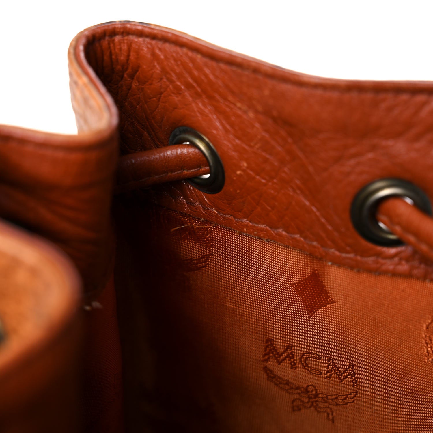 MCM Visetos Drawstring Bucket Bag Cognac 13 of 15