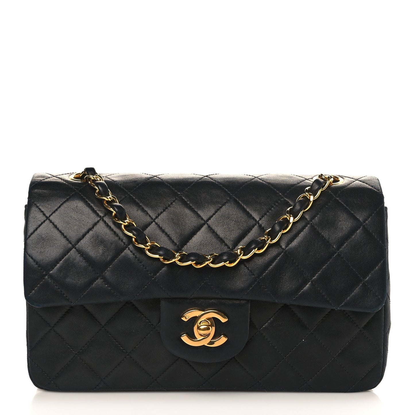 Lambskin Quilted Small Double Flap Black