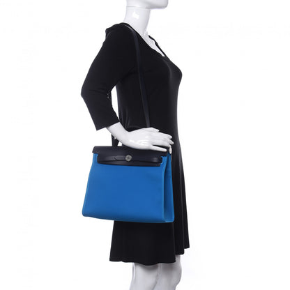 Hermes Vache Hunter Toile Herbag Zip 31 PM Bleu Zanzibar Bleu Indigo 2 of 10