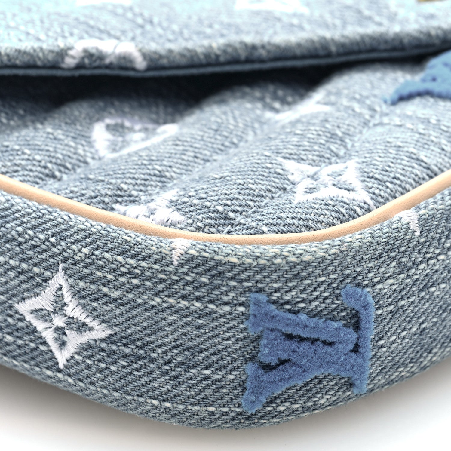 Louis Vuitton Embroidered Monogram Denim New Wave Chain Pochette Blue 8 of 9