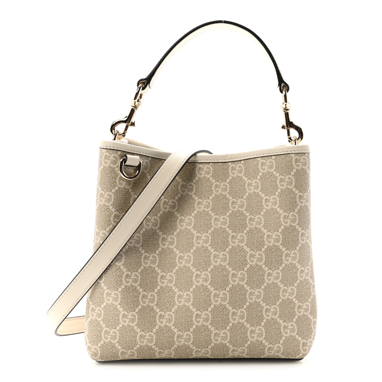 Gucci GG Supreme Monogram Emblem Small Shoulder Bag Beige White 1 of 8