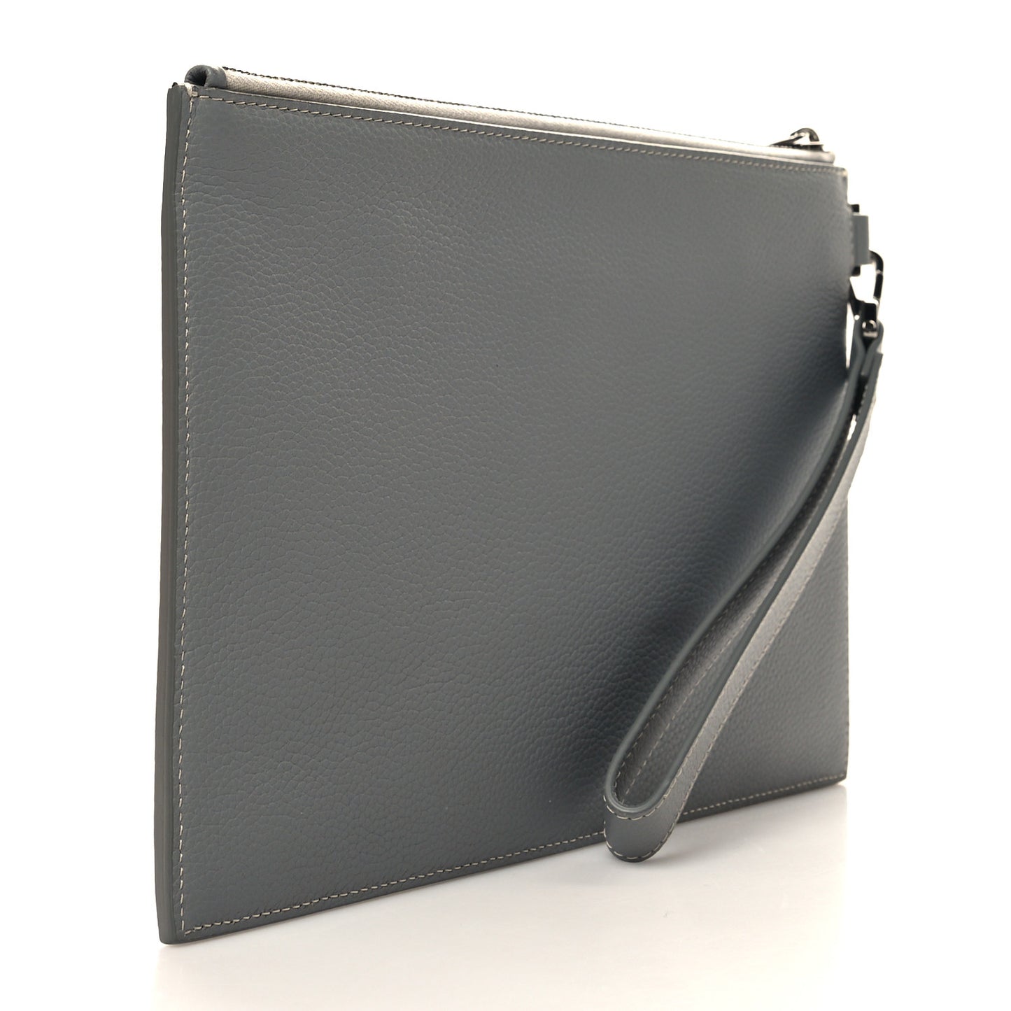 Grained Calfskin 1947 Signature A5 Pouch Grey White