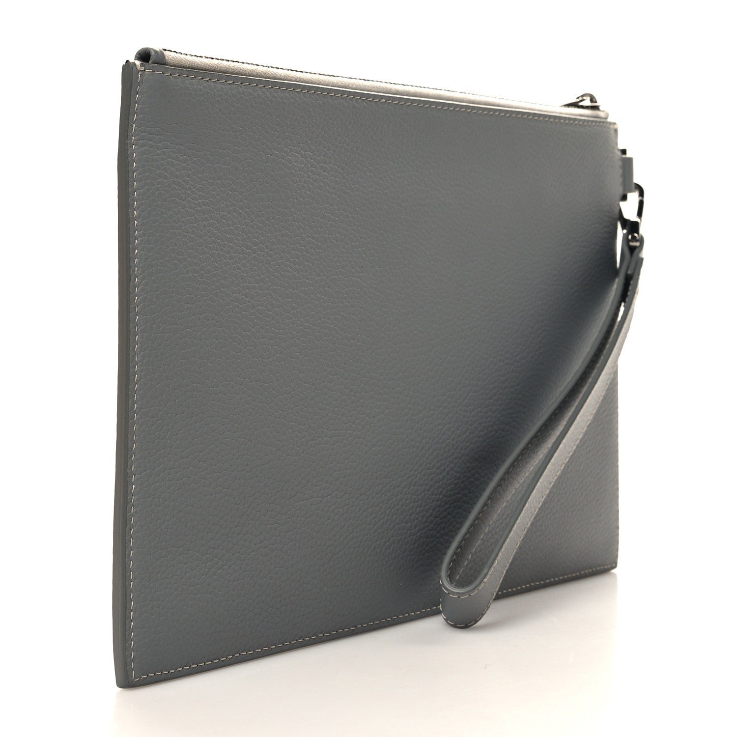 Christian Dior Grained Calfskin 1947 Signature A5 Pouch Grey White 3 of 11