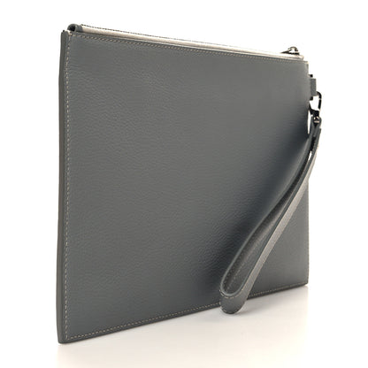 Christian Dior Grained Calfskin 1947 Signature A5 Pouch Grey White 3 of 11