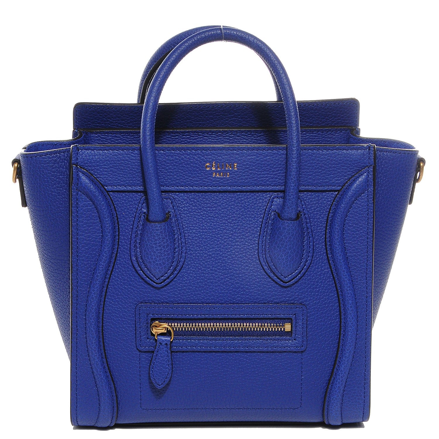 Celine Drummed Calfskin Nano Luggage Indigo 1 of 8